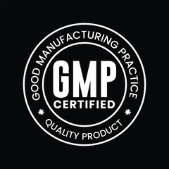 GMP (Good Manufacturing Practice) certified round stamp logo vector 