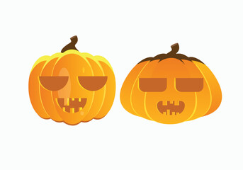 Gradient orange-yellow Halloween jack-lantern pumpkin design in Illustrator  for Halloween Oct 31.