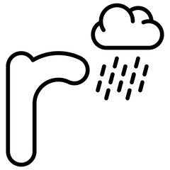 Letter r alphabet with rain icon vector illustrator