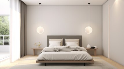 Fototapeta na wymiar Home mockup, Bedroom interior, Minimal for realistic