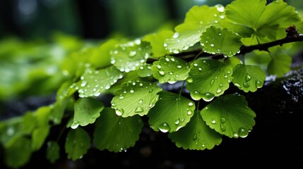 Fototapeta na wymiar Maidenhair Fern Leaf, Macro shot , Color Gradient, Background HD