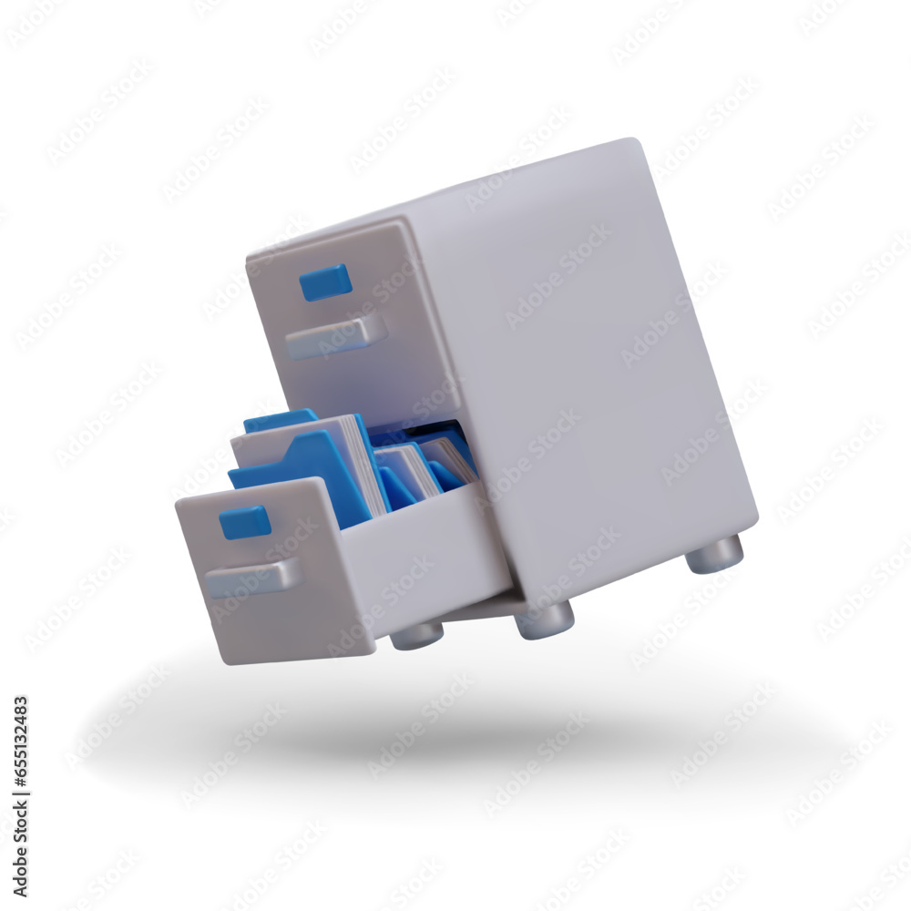Aufkleber flying cabinet with different documents and folders. file archive concept. administration and busine