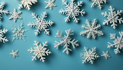 Christmas snowflake background. Snowflakes layout. Snowflake top view. Snowflake flat lay background for presentations. Snowflakes. Winter. Christmas. Snowflake isolated