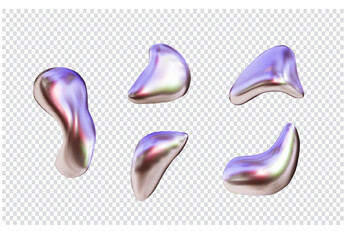Set of 3d fluid metallic forms