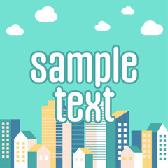 背景イラスト_ビル群_レトロカラー