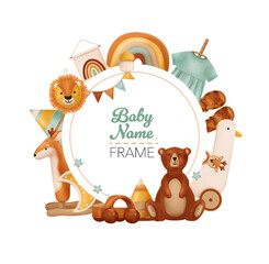 Baby Name Retro Frame