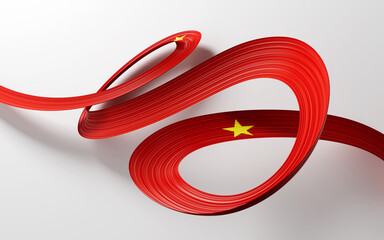 3d Flag Of Vietnam 3d Waving Ribbon Flag Isolated On White Background, 3d illustration