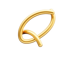 3d Golden Shiny Capital Letter Q Alphabet Q Rounded Inflatable Font White Background 3d Illustration