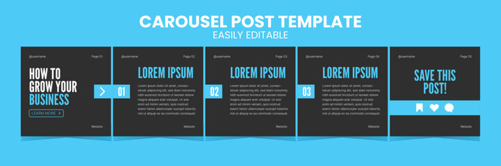 Editable Business carousel post for social media use. Instagram, LinkedIn carousel post template for business use. - obrazy, fototapety, plakaty