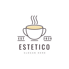 coffee mug minimal ceramic concept coffee shop logo design vector graphic illustration