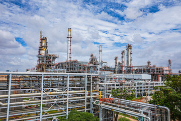 Oil and Gas Industrial zone,The equipment of oil refining,Close-up of industrial pipelines of an oil-refinery plan