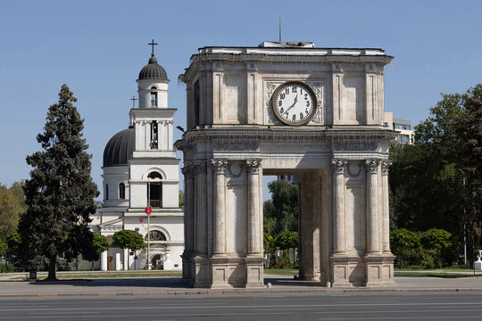 Moldova. Chisinau. 08.09.2023. Triumphal Arch. Victory Arch