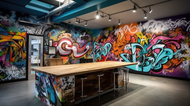 Urban Art Studio with Graffiti Walls and Creative Vibe