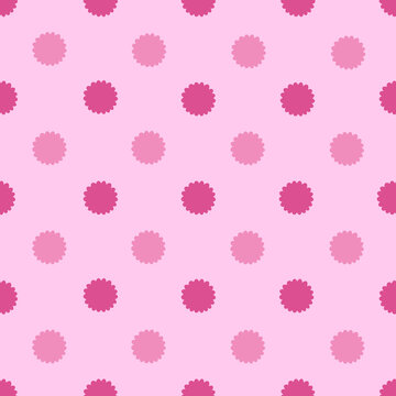 Monochrome polka dot seamless pattern. Hand drawn distressed pink spots background. Allover fluffy circles raster illustration. Great for baby apparel