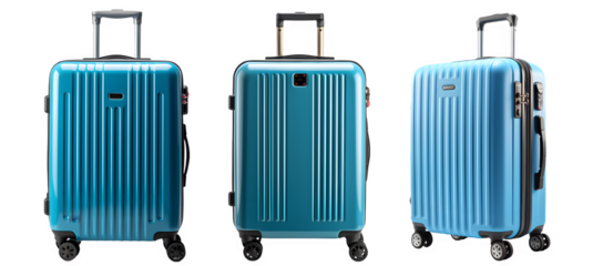 set of suitcase isolated on transparent background ,generative ai