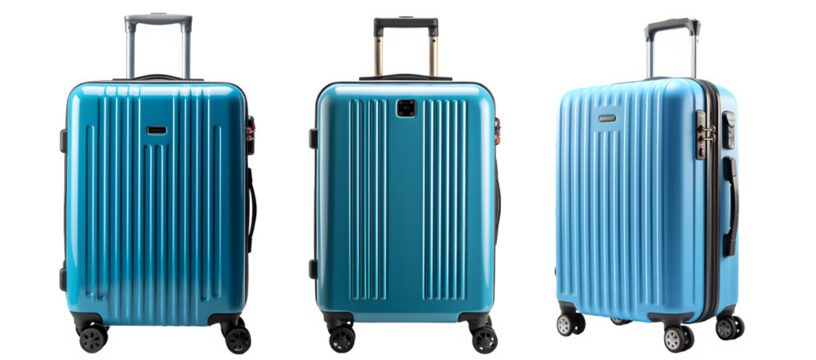 set of suitcase isolated on transparent background ,generative ai