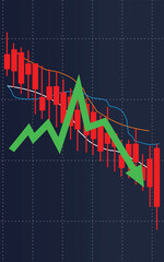 Fototapeta premium the red arrow graph going down shows the economic stock exchange trading price dropping sharply 