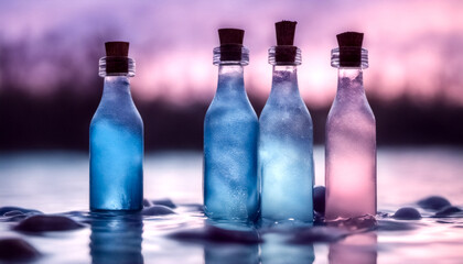 Bottiglie di vetro in acqua