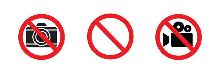 no camera and no recording video sign isolated on white background