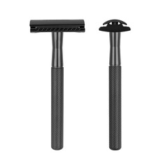 Classic men's shaving machine. Shaving accessories. Safety razor on a white background.