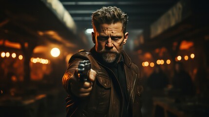 soldier with gan shooting action