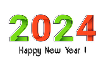 2024 New year greeting banner_white background_eps 10