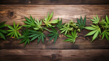 cannabis leaf  on wooden background