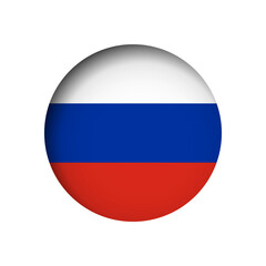 Russia flag - behind the cut circle paper hole with inner shadow.