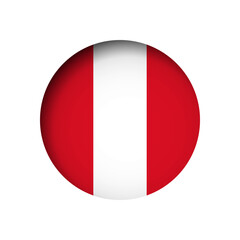 Peru flag - behind the cut circle paper hole with inner shadow.