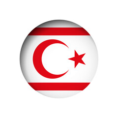 Northern Cyprus flag - behind the cut circle paper hole with inner shadow.