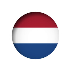 Netherlands flag - behind the cut circle paper hole with inner shadow.