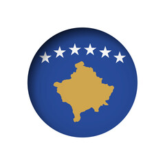 Kosovo flag - behind the cut circle paper hole with inner shadow.
