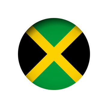 Jamaica flag - behind the cut circle paper hole with inner shadow.