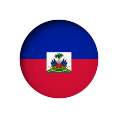 Fototapeta premium Haiti flag - behind the cut circle paper hole with inner shadow.
