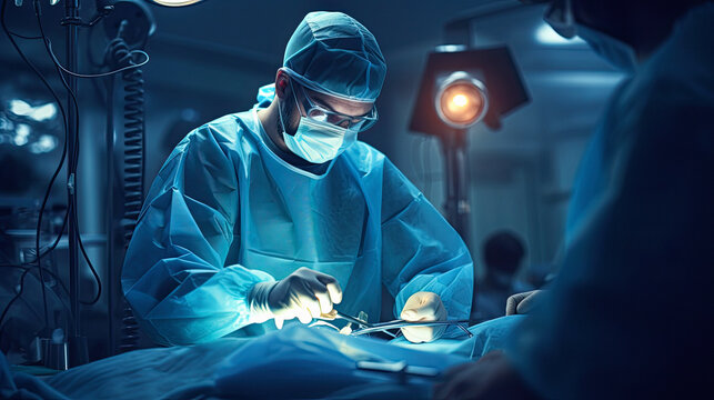 a skilled cardiac surgeon in a sterile operating room