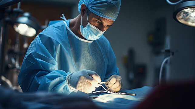 a skilled cardiac surgeon in a sterile operating room