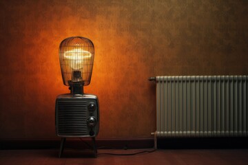 Modern electric infrared heater at home. - obrazy, fototapety, plakaty