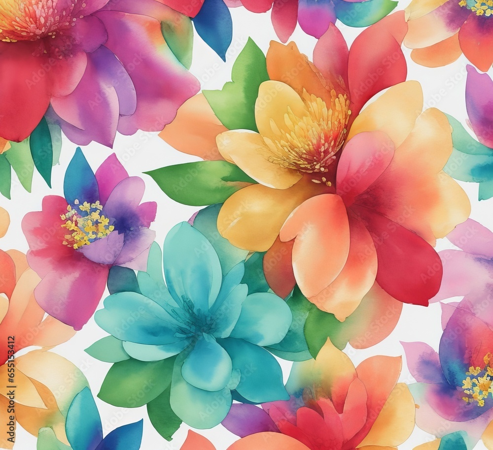 Fototapete seamless watercolor dots pattern .seamless pattern with rainbow colored watercolor circles. hand dra