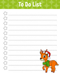 To do list. Printable template. Lined sheet. Handwriting paper. For diary, planner, checklist, wish list. Vector illustration.