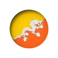 Bhutan flag - behind the cut circle paper hole with inner shadow.