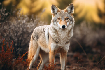 Naklejka na ściany i meble Coyote in the wild close up
