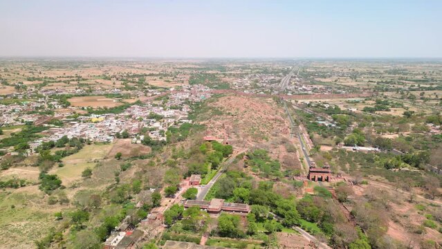 Fatehpur Sikri, India: Aerial view of historic town in Uttar Pradesh - landscape panorama of South Asia from above