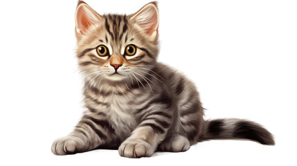 adorable cat isolated on transparent background.