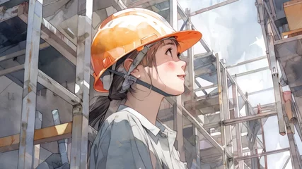 Foto op Plexiglas 工事現場で働く女性_3　Generative AI © mamemo