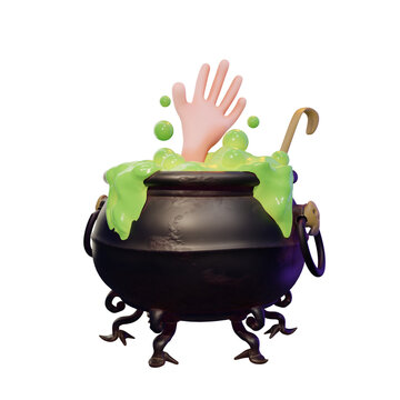 3d halloween icon witch cauldron