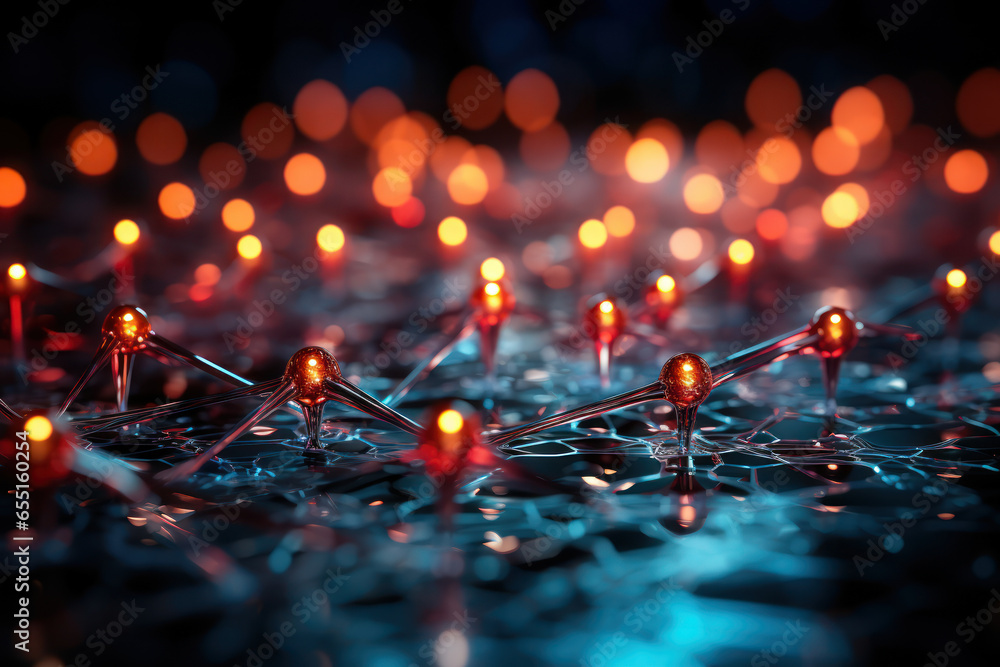 Aufkleber an abstract representation of a quantum network, symbolizing the interconnectedness of quantum entit