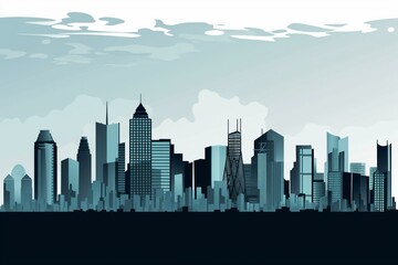 Fototapeta premium City skyline banner cutout. Generative AI