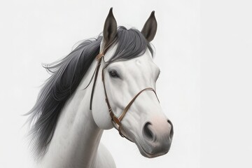 isolated white horse portrait photo