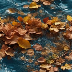 Crafting Visual Poetry: Leaves and Water Ripples in Abstract Patterns, Generative AI
