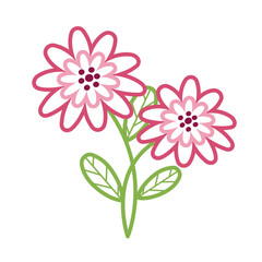 handdrawn cartoon flowers summer art design